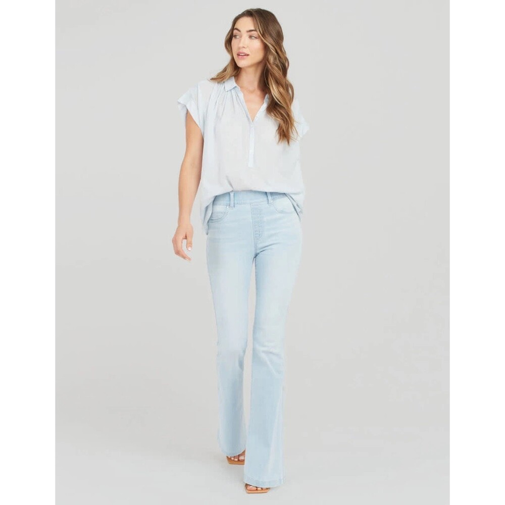 Spanx Flare Leg Size Small Retro Light Wash Pull-On Denim Jean Leggings #20348R